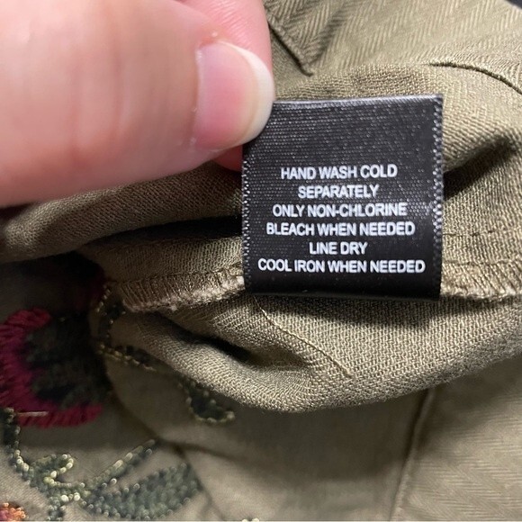 Colleen Lopez Phoenix Embroidered Birds Military Green Woman's Jacket Size M - Picture 14 of 15